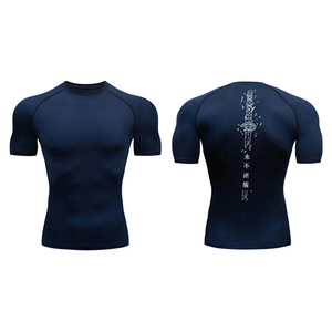 เสื้อยืดรัดรูปแขนสั้นกันลมพิมพ์ลายได้ตามต้องการสำหรับผู้ชายกีฬาฤดูร้อนแห้งเร็วฟิตเนสยิมวิ่งออกกำลังกาย - Product Image 6