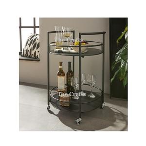 Chariot de service rond en métal de qualité supérieure pour servir de la nourriture, du thé et du café à la maison - Product Image 2