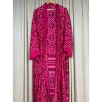 Robe de plage vintage chic bohème pour femme en soie de sari recyclée, tenue de villégiature, kimono de style gypsy, tenue décontractée, maillot de bain, col en V, 3/4