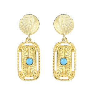 Chaud à la mode Turquoise plaqué or 925 boucles d'oreilles en argent Sterling femmes bijoux de mode fins pour les femmes en gros - Product Image 1