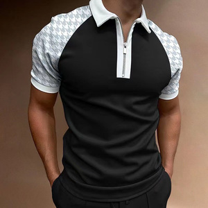 Verano manga corta empalme y colores contrastantes rayas hombres Polo camisetas poliéster algodón Polo camisas hombres cremallera camisa - Product Image 2