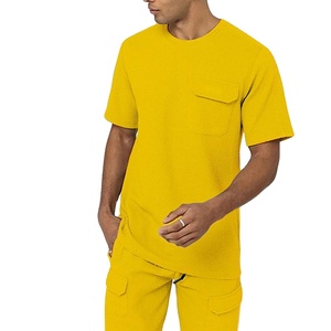 Transpirable amarillo liso verano hombres pantalones cortos dos piezas secado rápido ropa deportiva pantalones cortos conjuntos 2026 - Product Image 5