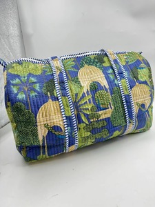 Algodón Kantha acolchado Boho azul Casual Weekender Duffle Tote Bag lujo deporte gran capacidad Zip equipaje alta calidad duradero - Product Image 3