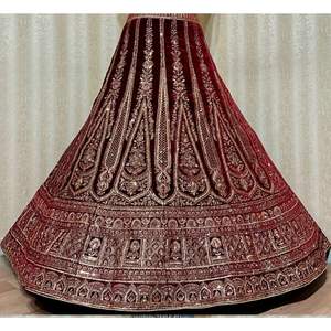 ผ้าหนา12 kali Flare สำหรับเจ้าสาว lehenga choli ยาว5เมตรผ้าเย็บปักด้วยมือแบบไม่พันมือทันสมัยสำหรับฤดูหนาว - Product Image 2