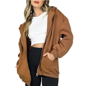 Sudadera con Capucha Informal de Moda para Mujer, Fabricada con Algodón Grueso de Alta Calidad, Cuello con Capucha, Cremallera Delantera, Impermeable, Estampado Personalizado - Product Image 1