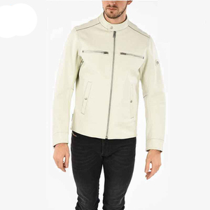 Custom Logo <b>Winter</b> <b>Leather</b> <b>Jacket</b> for Men Long Sleeve Stand Collar Breathable Pocket Casual Zipper Closure <b>Leather</b> <b>Jackets</b> - Product Image 1