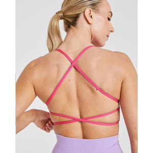 Lo último en Sujetador deportivo personalizado con espalda cruzada rosa, escote en V favorecedor, espalda con tiras y Sujetador deportivo de alto impacto para mujeres adultas - Product Image 6