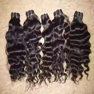 Extensiones de cabello humano virgen indio ondulado y sedoso, máquina de trama a granel de doble estiramiento no Remy, trama Doble - Product Image 1