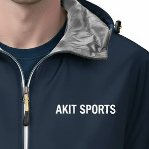 Veste coupe-vent à capuche pour homme la plus populaire, imperméable, respirante, faible MOQ pour la vente en ligne avec logo frontal - Product Image 5