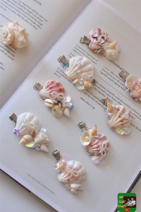 คลิปผมเปลือกหอยที่มีเปลือกหอยเวียดนามแท้คลิปหนีบผมกระเป๋าสำหรับคลิปผมเปลือกหอยที่ไม่ซ้ำใครและการจัดแต่งทรงผมชายหาด - Product Image 5