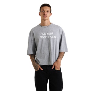Urban Style Boxy Fit Men's shirts 100% Cotton Cropped Oversized Tee Custom Logo Printing <b>Drop</b> Shoulder Wholesale OEM Supplier - Product Image 1