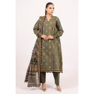 Traje Salwar Kameez de Algodón Khaddar Estampado a Rayas de 3 Piezas Sin Coser, Estilo Casual Pakistaní Indio K-52081, Largo hasta el Suelo, Ajuste Holgado - Product Image 2