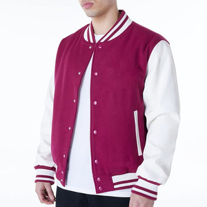 Venta al por mayor cierre de botón de gran tamaño dentro del bolsillo impactante Rosa Varsity chaqueta para hombres Letterman College Baseball Bomber Jacket - Product Image 6