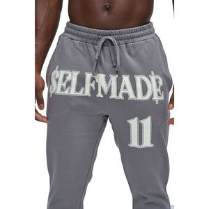 Jogging décontracté surdimensionné à taille mi-haute en molleton 100% coton French Terry, lavage clair, séchage rapide, respirant, coupe droite, streetwear personnalisé pour homme - Product Image 4