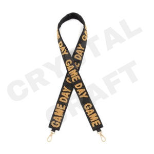 Geaux Tigers Customized White Gold Seed Bead Bag Straps 'Hook Em Horns' <b>Fashionable</b> <b>Accessory</b> Beaded Purse Strap - Product Image 3