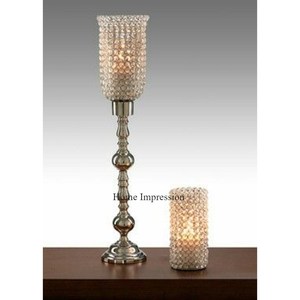 Unique Designing Set of 2 Gold Plated Aluminum Casted Acrylic Clear <b>Crystal</b> Wedding Centerpieces <b>Candle</b> Holder and Jars Supplies - Product Image 4