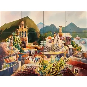 ภาพจิตรกรรมฝาผนังกระเบื้องเซรามิกฝาผนัง WC117ผนังประเภทศิลปะหมู่บ้านเม็กซิกันตะวันตกเฉียงใต้ - Product Image 1