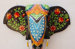 Cabeza de elefante de madera hecha a mano para colgar en la pared estilo de diseño Art Deco para decoración del hogar para Diwali cumpleaños boda de Pascua - Product Image 5