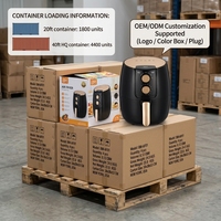 Friteuse à air électrique 3,5 L en gros d'usine, contrôle mécanique à double bouton, panier antiadhésif, 1400W, friteuse saine sans huile pour OEM/ODM