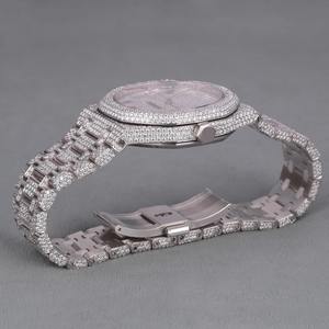 Reloj de Pulsera para Hombre, Totalmente Cubierto de Diamantes Moissanite VVS, Fabricado en Acero Inoxidable de Lujo, Estilo Hip Hop, Personalizado - Product Image 4