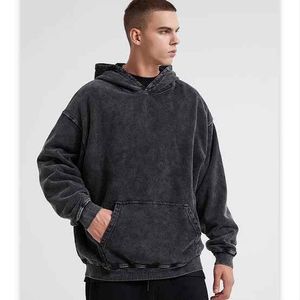 Ropa de calle de invierno de gran tamaño suelto de lana de algodón/bambú gráfico HipHop rapero con capucha Tops sudaderas con capucha pulóver sudadera hombres personalizados - Product Image 6
