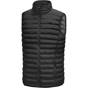 <b>Men's</b> Sleeveless Quilted <b>Gilet</b> Custom Logo Loose Winter <b>Utility</b> Puffer Vest Zipper Closure Wholesale Woven Fabric Stand - Product Image 3