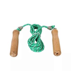 Cuerda de saltar de alto rendimiento Cuerda de saltar de fitness trenzada de algodón Equipo de fitness de alta calidad Cuerda de saltar de velocidad con mango de madera - Product Image 3