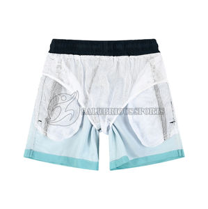 Pantalones Cortos de Verano para Hombre, Casuales, Color Rojo Sólido, Algodón Ecológico, Diseño con Cordón, Servicio OEM Disponible - Product Image 4