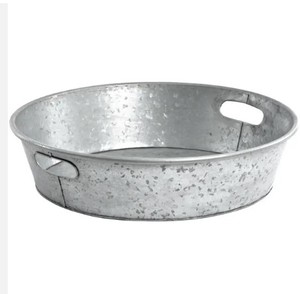 Plateau de rangement de légumes et de fruits de style ferme de luxe utilisé dans la cuisine baignoire et plateau galvanisés de forme ronde avec poignée d'insertion - Product Image 1
