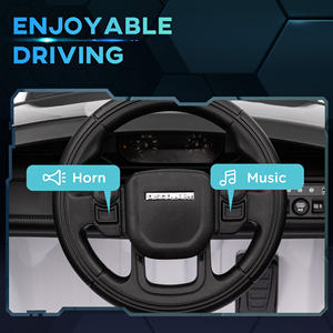 Voiture électrique pour enfants AIYAPLAY blanche, sous licence Land Rover, 106x65.5x51 cm, avec phares, klaxon et ceinture de sécurité - Product Image 5