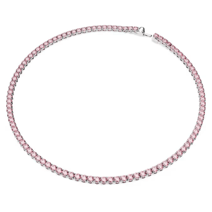 Stunning Purplish Pink Lab Grown Diamond <b>Tennis</b> <b>Necklace</b> Round Stones <b>Silver</b> Chain Custom Jewelry Manufacturer Exporter - Product Image 6