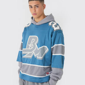 Vente en gros de sweats à capuche de hockey en maille imprimée surdimensionnée sweats à capuche pour hommes en coton mélangé design personnalisé dernière mode prix d'usine - Product Image 1