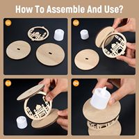 Ensemble de 3 porte-bougies en bois modernes faits à la main pour la décoration de la maison, Ramadan et Eid