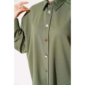 ชุด2ชิ้นแบบลำลองกระดุมโลหะสีกากี - Product Image 2