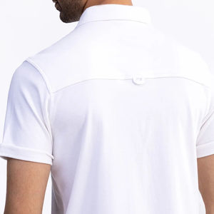 Personnalisable hommes été décontracté 100% coton chemise respirant anti-rétrécissement anti-rides imprimé blanc motif tissu interlock - Product Image 5