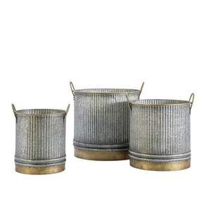 Farmhouse <b>Garden</b> <b>Supplies</b> Planters Flower Buckets Set Handcrafted Galvanized Planters For Outdoor Home Decoration Accessories - Product Image 3