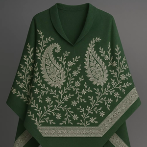 Women's Winter <b>Shawl</b> MyEthnix Premium Quality Pure <b>Wool</b> Long Rectangular Polka Dot Embroidery Reversible Lightweight Durable - Product Image 1