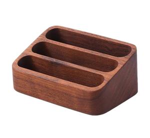Porte-cartes de visite en bois pour bureau 3 fentes porte-carte de visite support de carte de visite support affichage nom en bois - Product Image 1