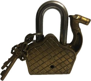 Antique Handmade Brass Door Padlock with Unique Collectible Keys Fully Functional and Stylish Combination Security Design - Product Image 2