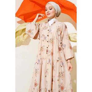 Robe à demi-boutonnée à motif floral Marron - Product Image 1