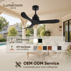 Ventilador de techo de madera maciza negro de 42 pulgadas, sin luz, silencioso, con motor reversible de CC y control remoto para dormitorio y sala de estar, disponible en EE. UU. - Product Image 4