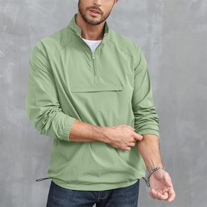 Pull-over athlétique à fermeture éclair pour hommes, veste légère de golf, de randonnée et de course, sweat-shirt d'entraînement avec poche - Product Image 2