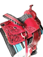 Ensemble d'équipement d'équitation occidentale : Selle, Harnais, Têtière et Bretelles en Cuir Écologique, Confortable et Durable