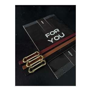 3-Piece Gold Buckle Thin <b>Belt</b>, Suitable for <b>Trousers</b>, Shirts, Jackets, and Dresses. - Black-Tan-Burgundy - Product Image 2