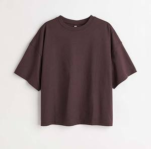 2025 T-shirt Boxy sur mesure T-shirt en jersey de coton doux lourd côtelé col rond épaules tombantes T-Shirt à manches larges - Product Image 6