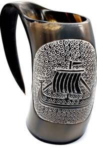Vente en gros de chopes à bière viking naturelles finies à la main tasse à corne viking de qualité supérieure tasse à corne viking - Product Image 5