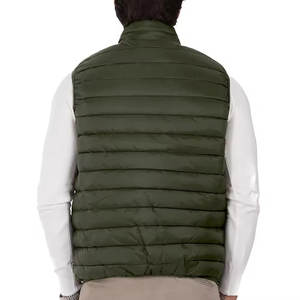 Gilet matelassé sans manches à col montant avec fermeture éclair sur le devant, logo personnalisé OEM, pour hommes, 100% polyester, respirant, séchage rapide, couleur unie - Product Image 2
