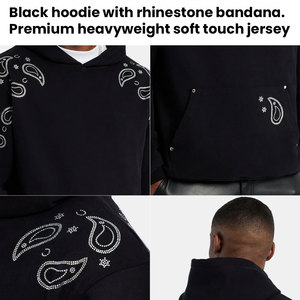 Pull-over à capuche avec logo en strass personnalisé Streetwear en molleton de coton épais Sweats à capuche surdimensionnés pour hommes fournisseur en gros OEM - Product Image 6