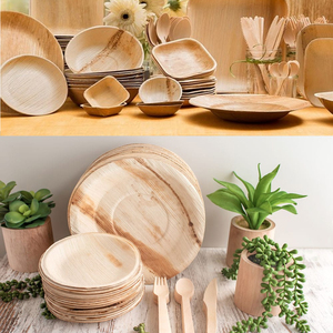 Collection de repas élégants et éco-conscients Assiettes de feuilles d'areca biodégradables et durables Technique gravée sans produits chimiques - Product Image 2