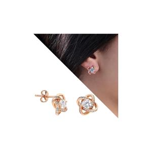 Orecchino in argento Sterling 925 di colore rosa con zircone solitario - Product Image 1